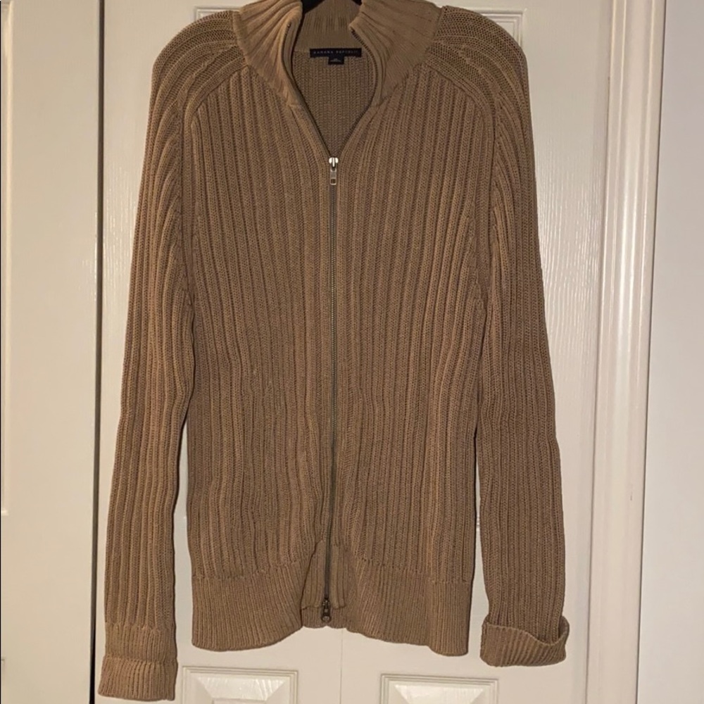 NWOT Mens Banana Republic camel color 2 way zip